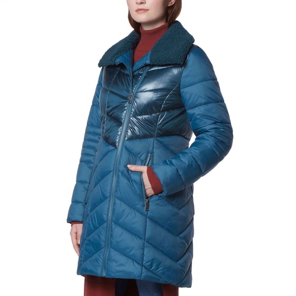 Andrew Marc New York Chevron Quilted Asymmetrical Puffer Coat  HOST PICK
